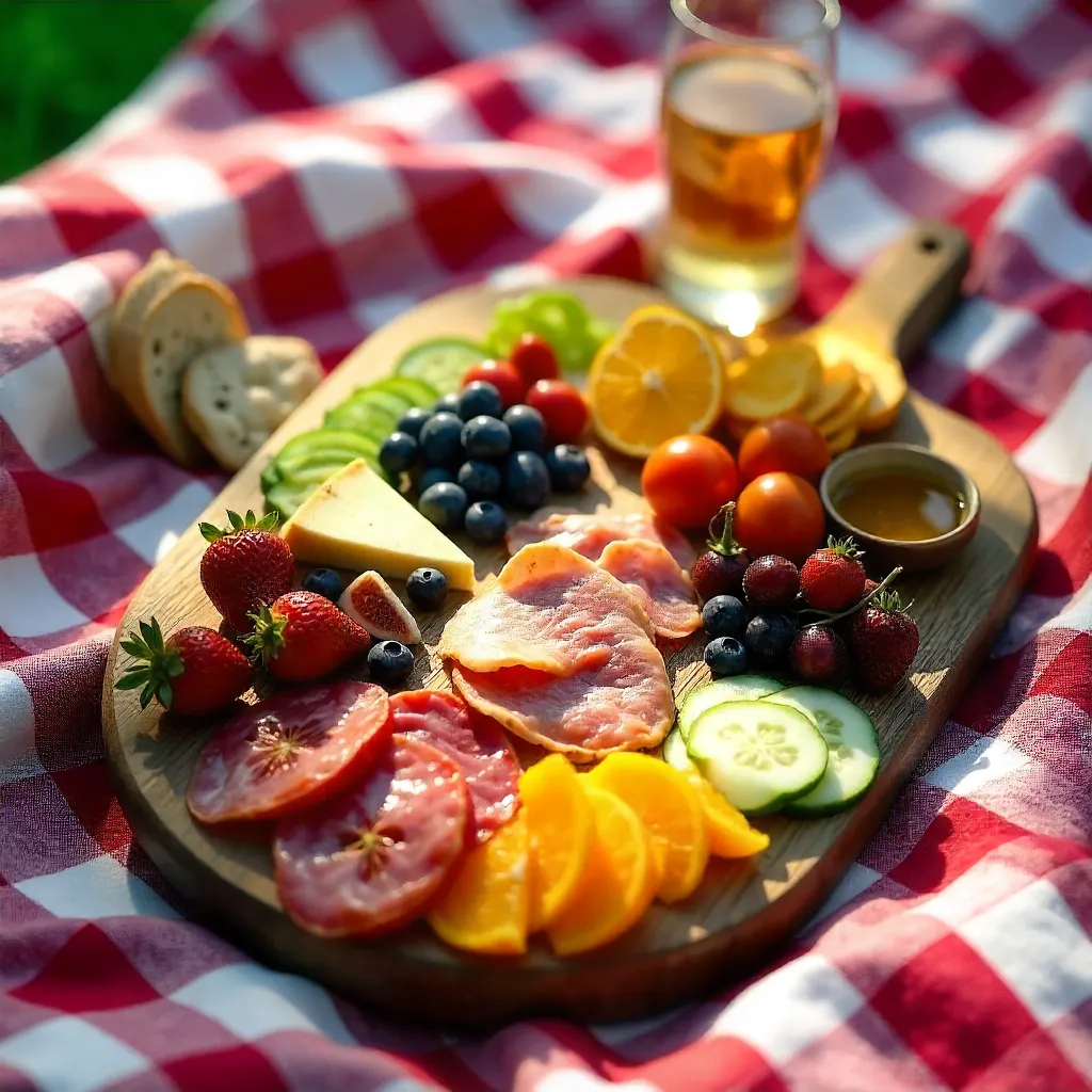 Vibrant Picnic Charcuterie Spread in the Sunlit Park