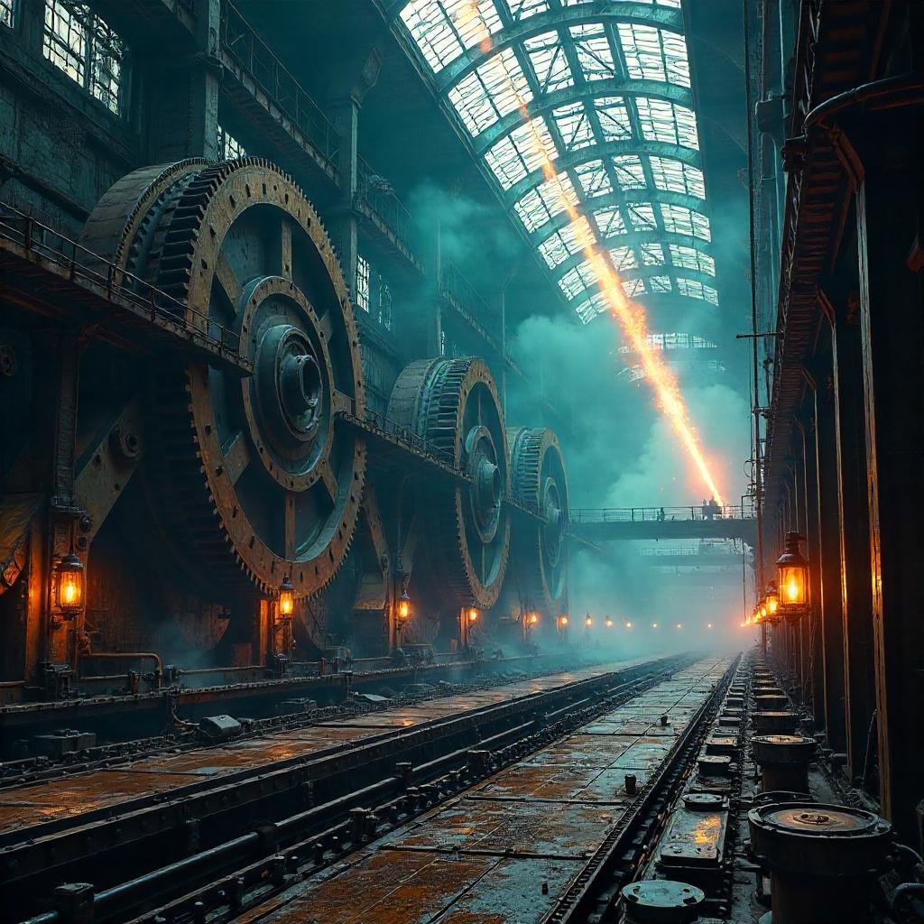Comet Over a Geared Factory – Concept Art
