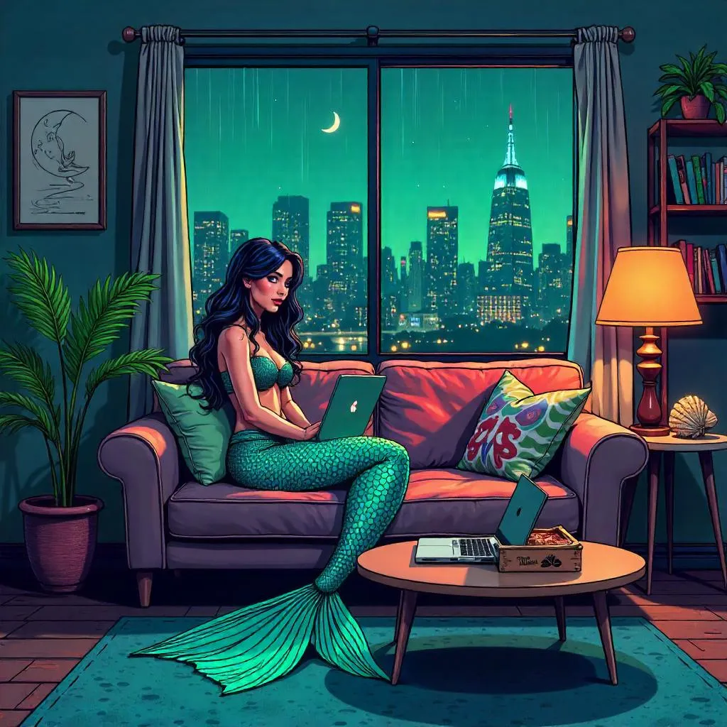 Mermaid in a Modern Apartment: Comic Splash