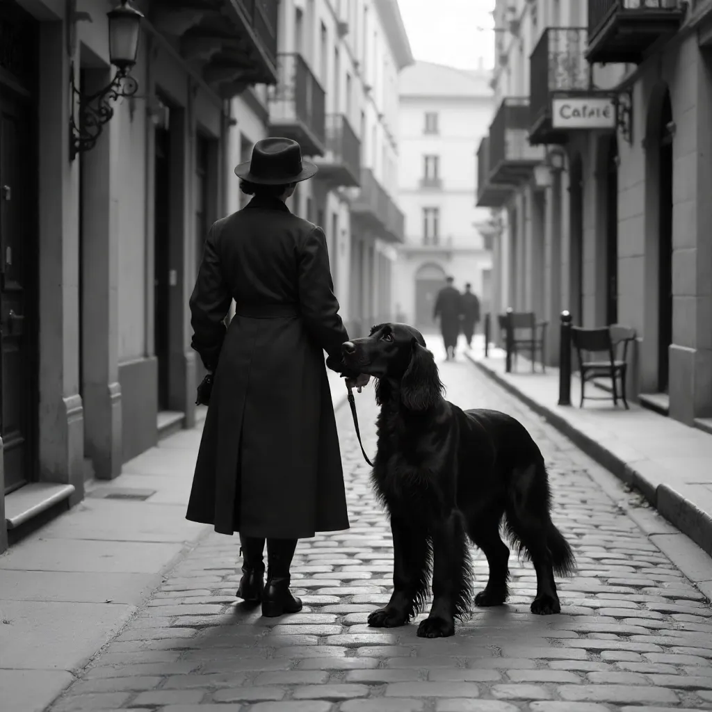 Vintage Irish Setter on French Cobblestones