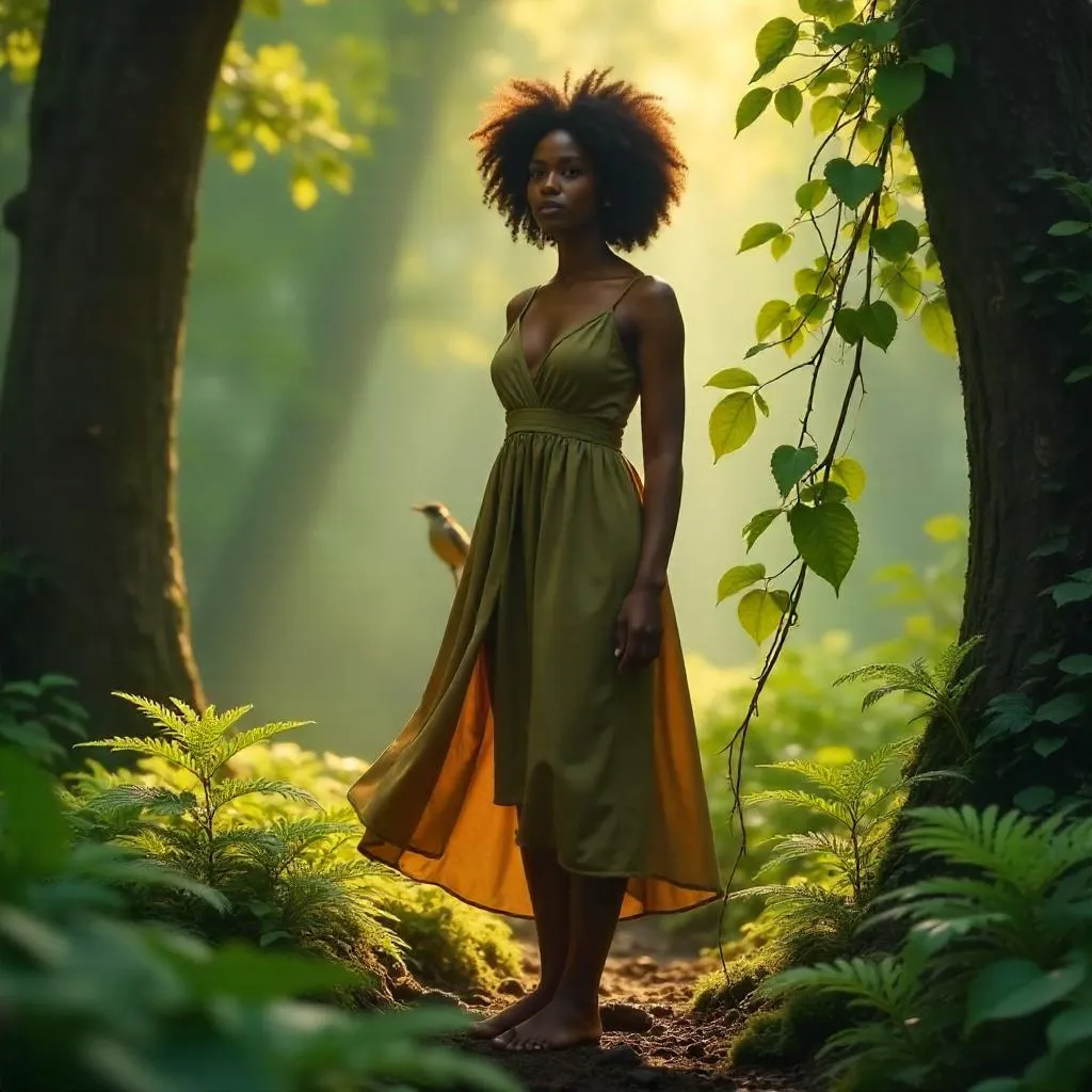 Forest Portrait of a Beautiful Black Woman