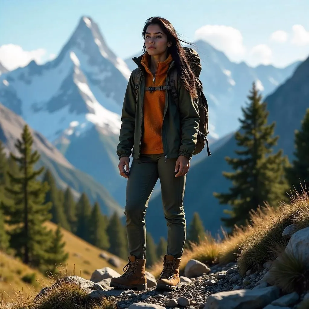 Photorealistic Latina in Alpine Mountains