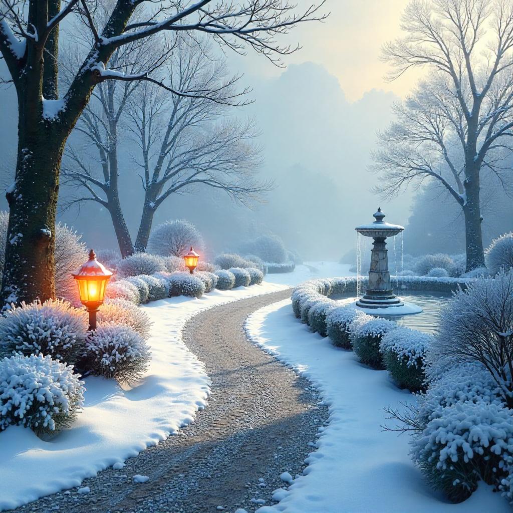 Snowbound Garden Concept Art in Winter