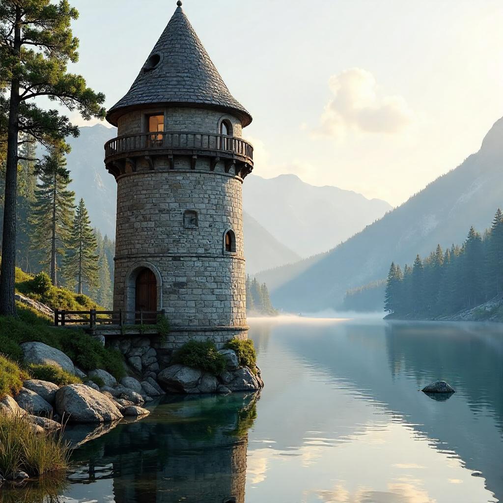 Tower by the Lake: Photoreal 3D Render