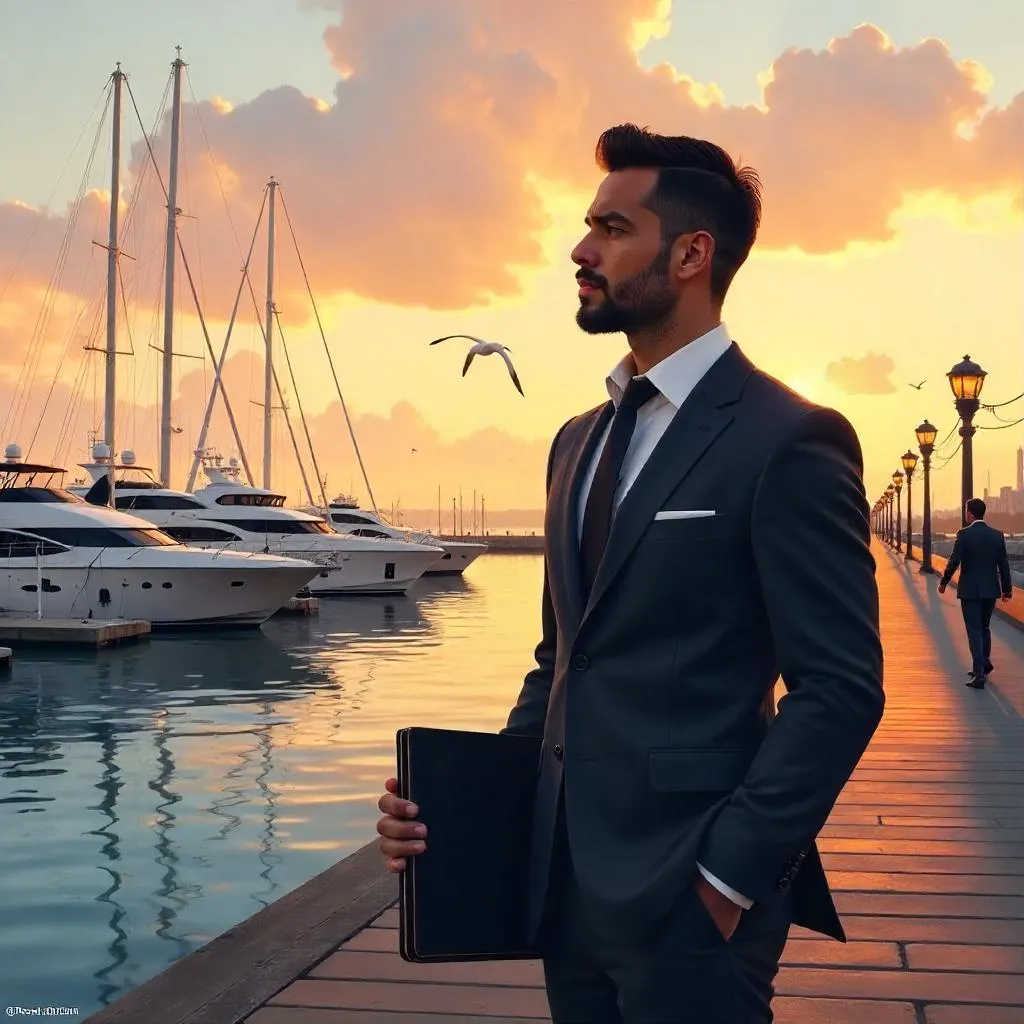 Marina Concept: Latino Professional at Dusk
