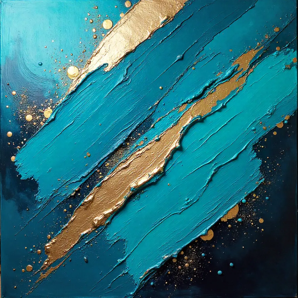 Vibrant Turquoise Burst: Dynamic Abstract Painting