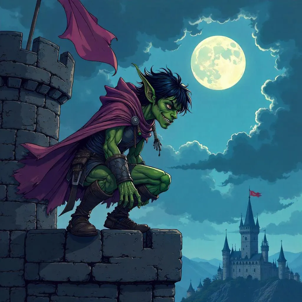 Anime Goblin on Castle Battlements