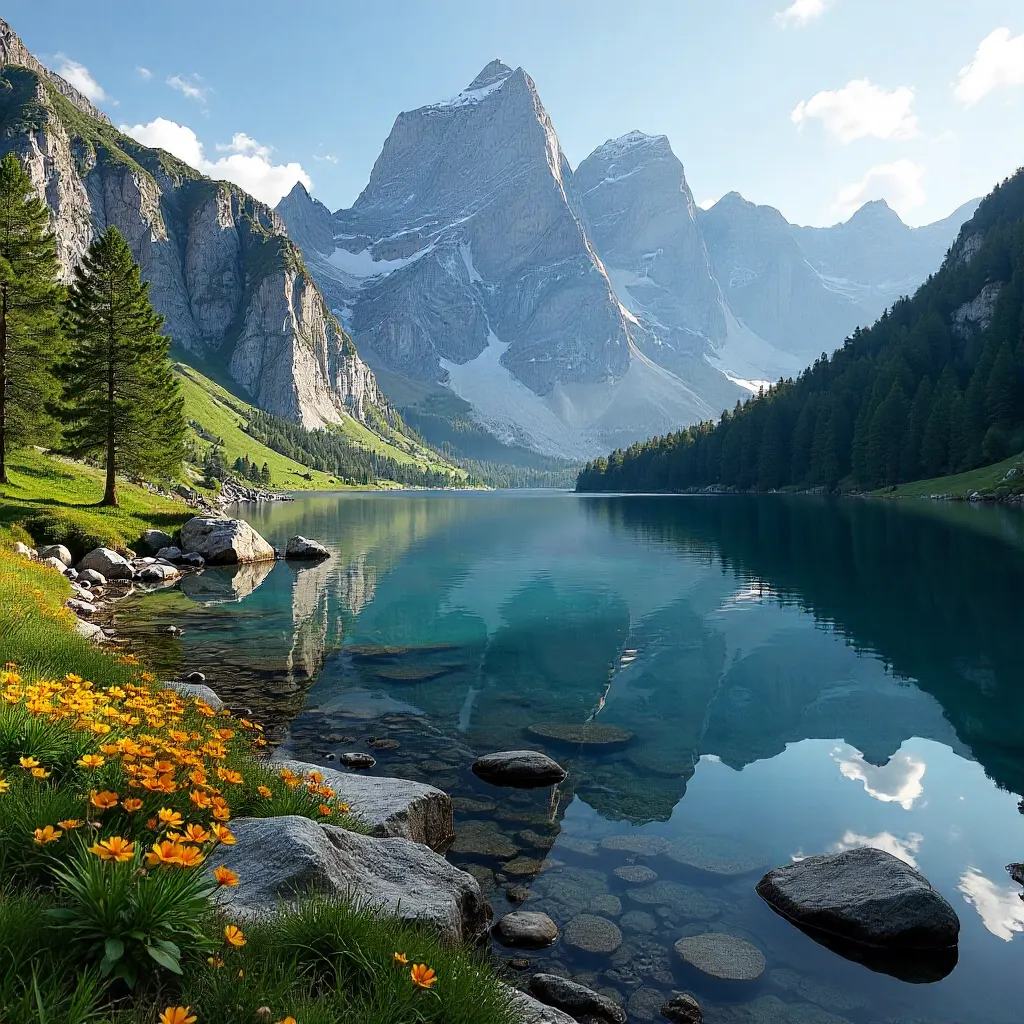 Alpine Lake Overlook near Mels, St. Gallen