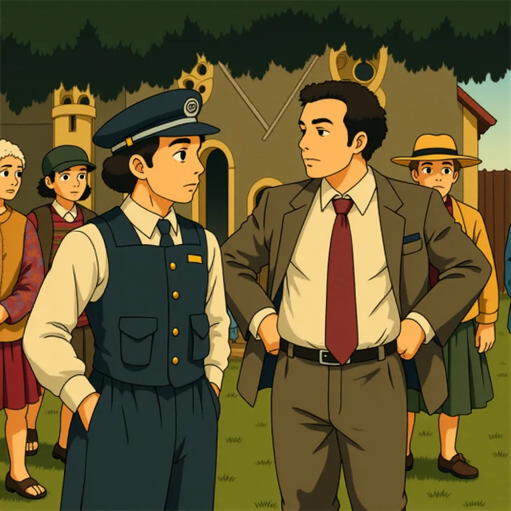 Daniel Mays and Naomi Ackie in The Thursday Murder Club (2025) - Ghibli style