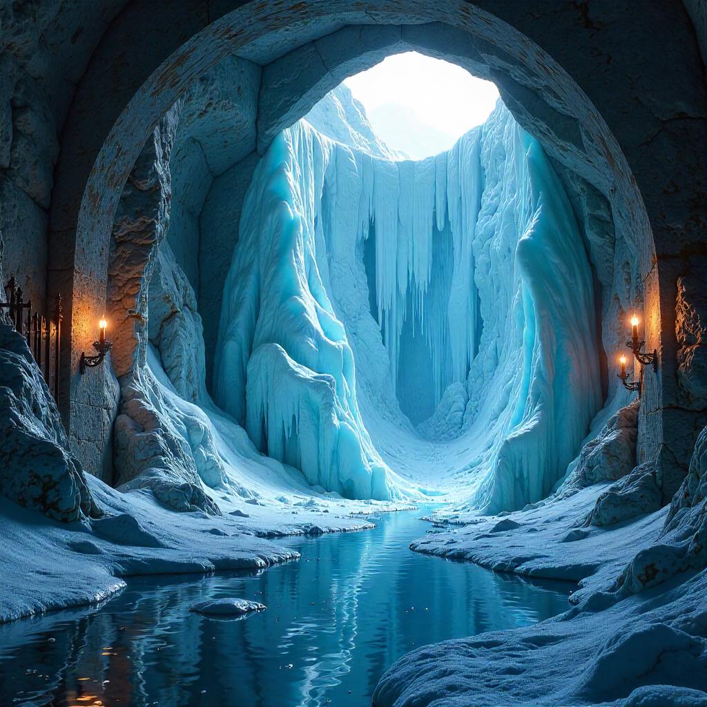 Glacier in a Subterranean Dungeon - 3D Render