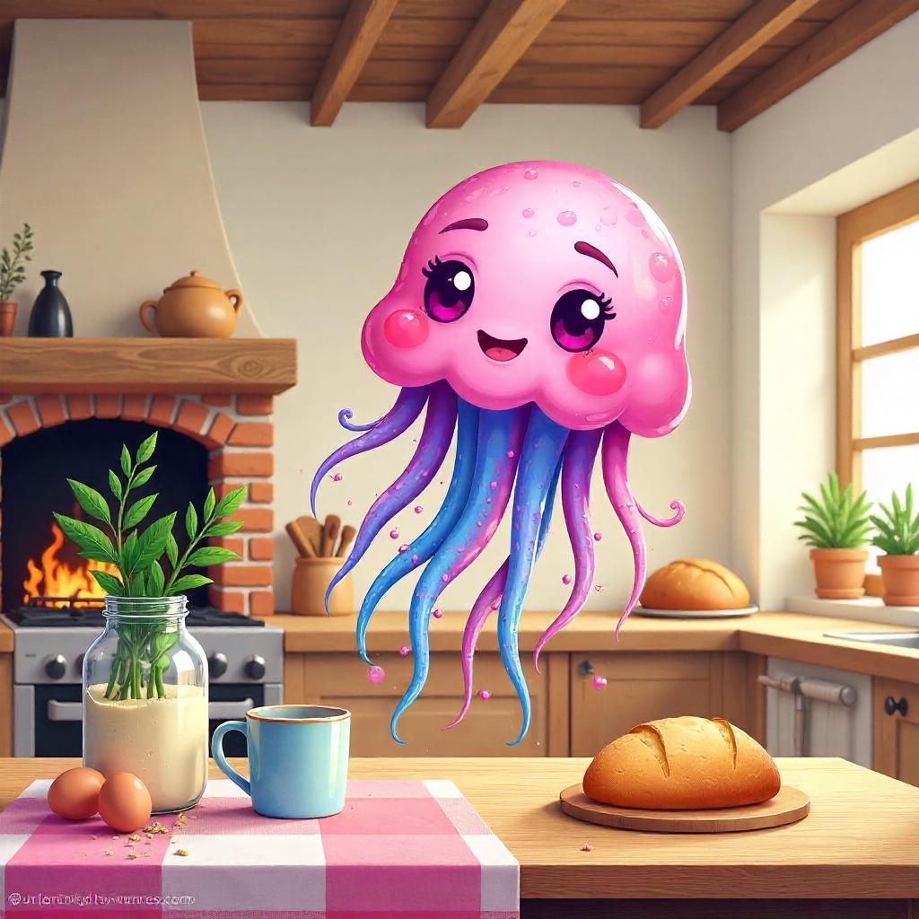 Whimsical Jellyfish in a Farmhouse Kitchen