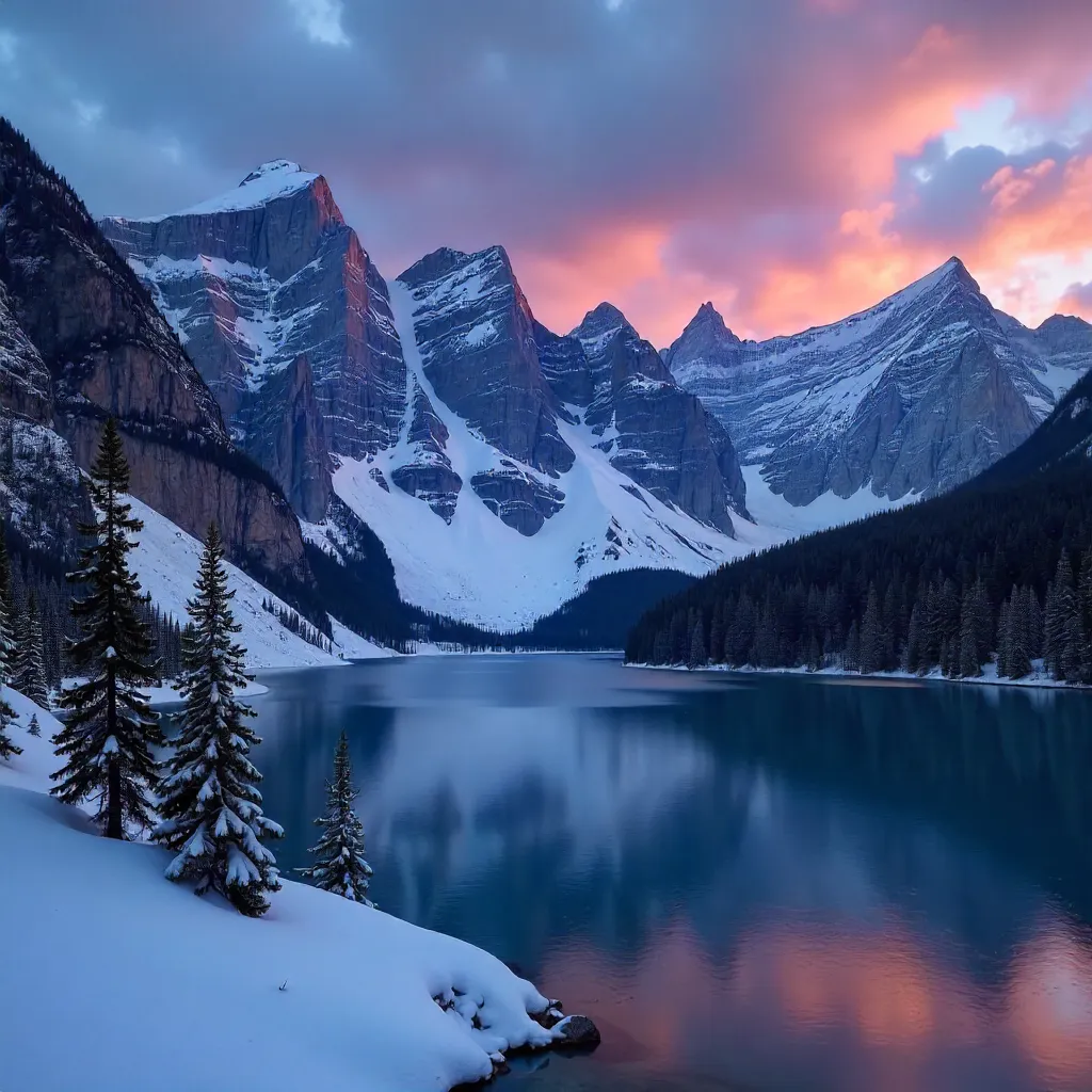 Twilight Majesty over Banff Snow-Capped Peaks