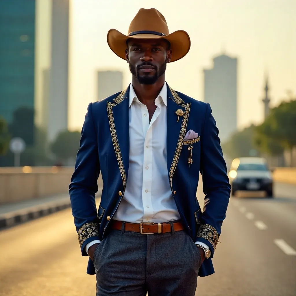 Abuja Fusion: Cowboy Hat Meets Traditional Attire