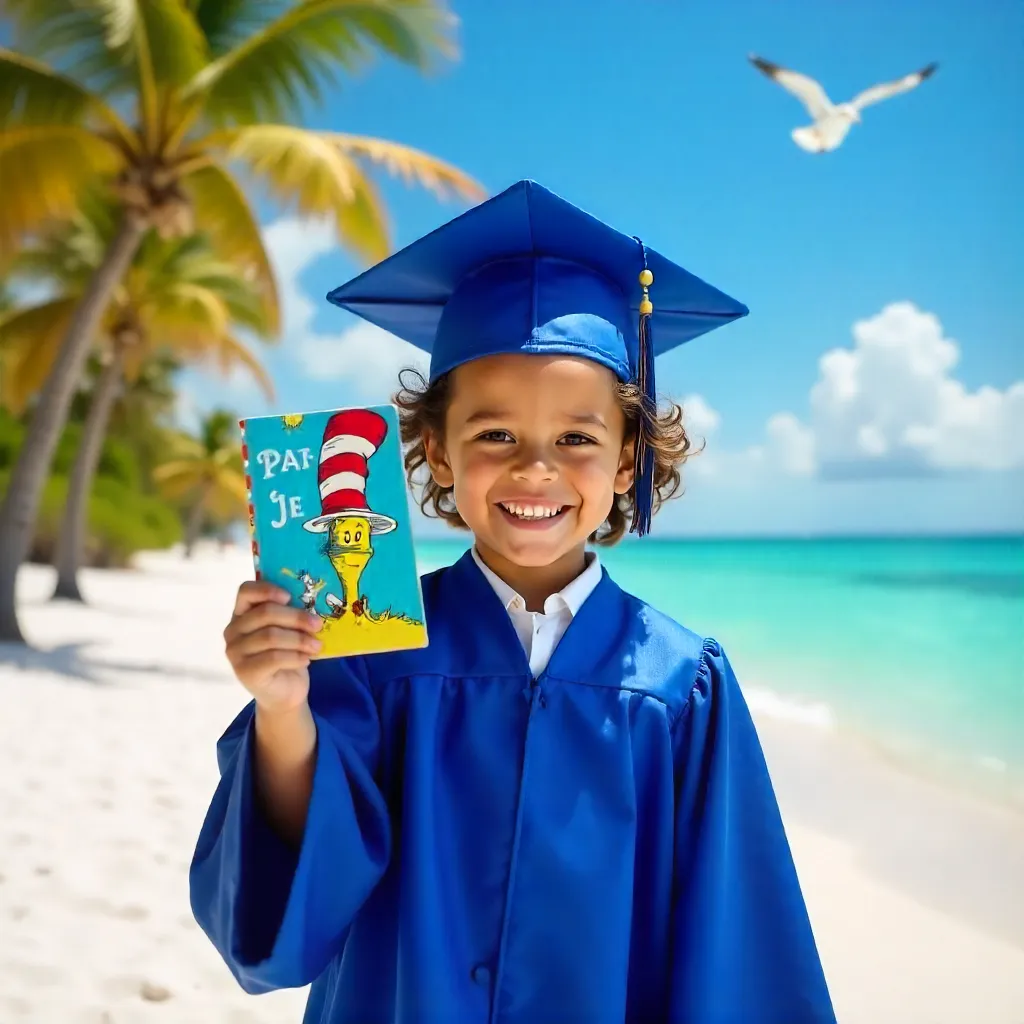 Blue-Gowned Child with Dr. Seuss Book in Delray Beach