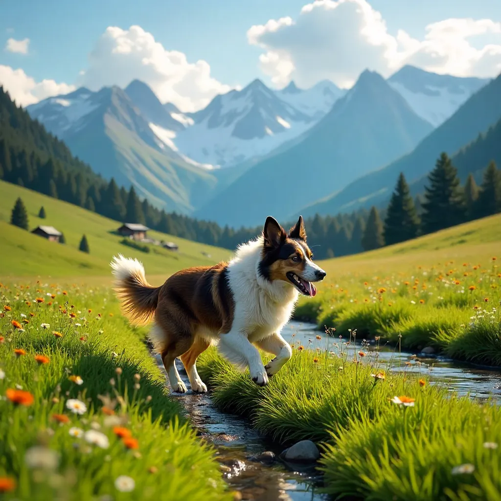 Border Collie Enjoying a Bright Day in Poprad
