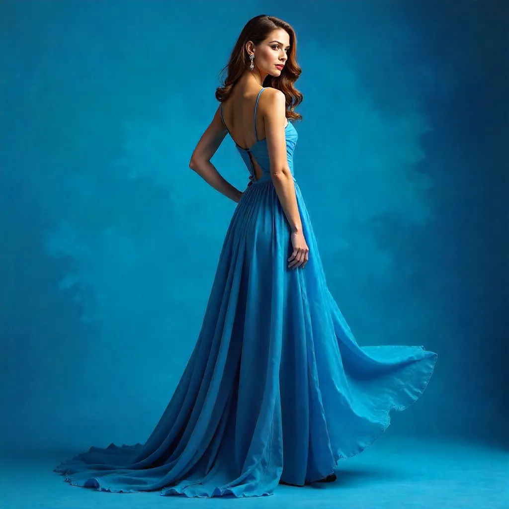 Graceful Elegance Against a Vibrant Blue Backdrop