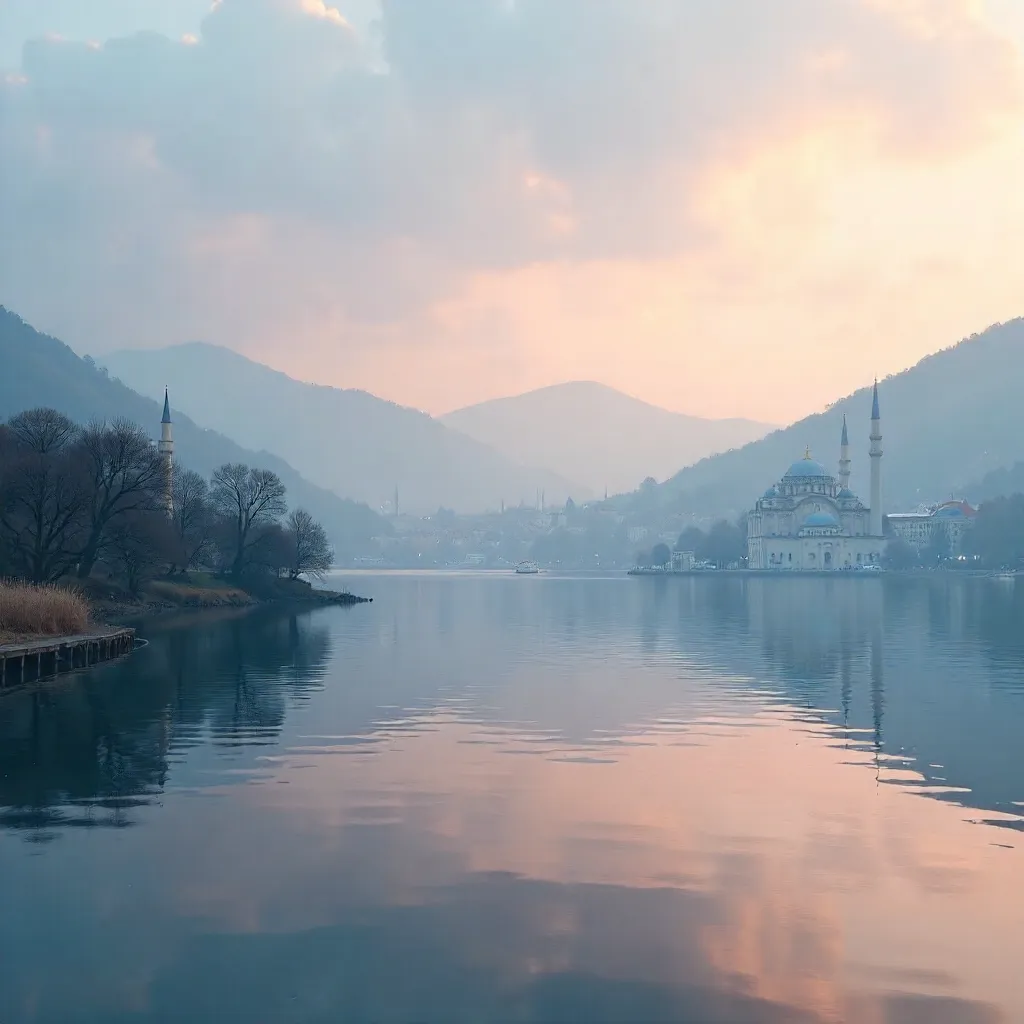 Misty Bursa: Reflections over Serene Hills