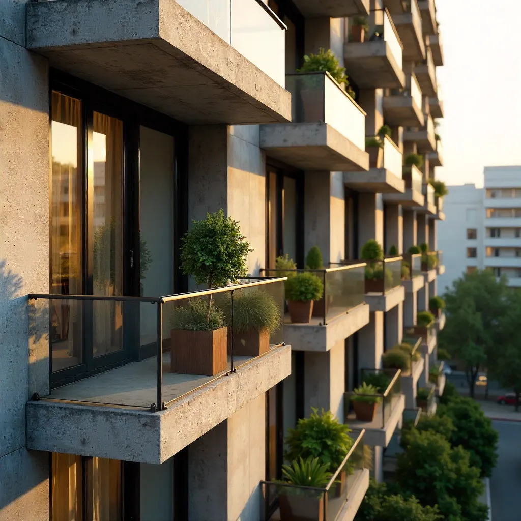 Close-Up Modern Apartment Facade with Diverse Windows
