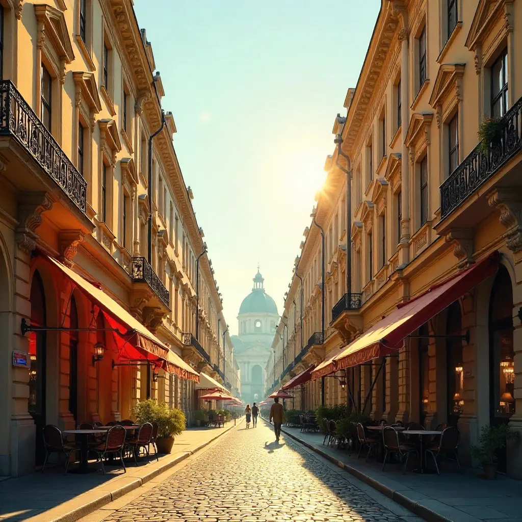 Golden Hour Viennese Architecture in Warm Sunlight