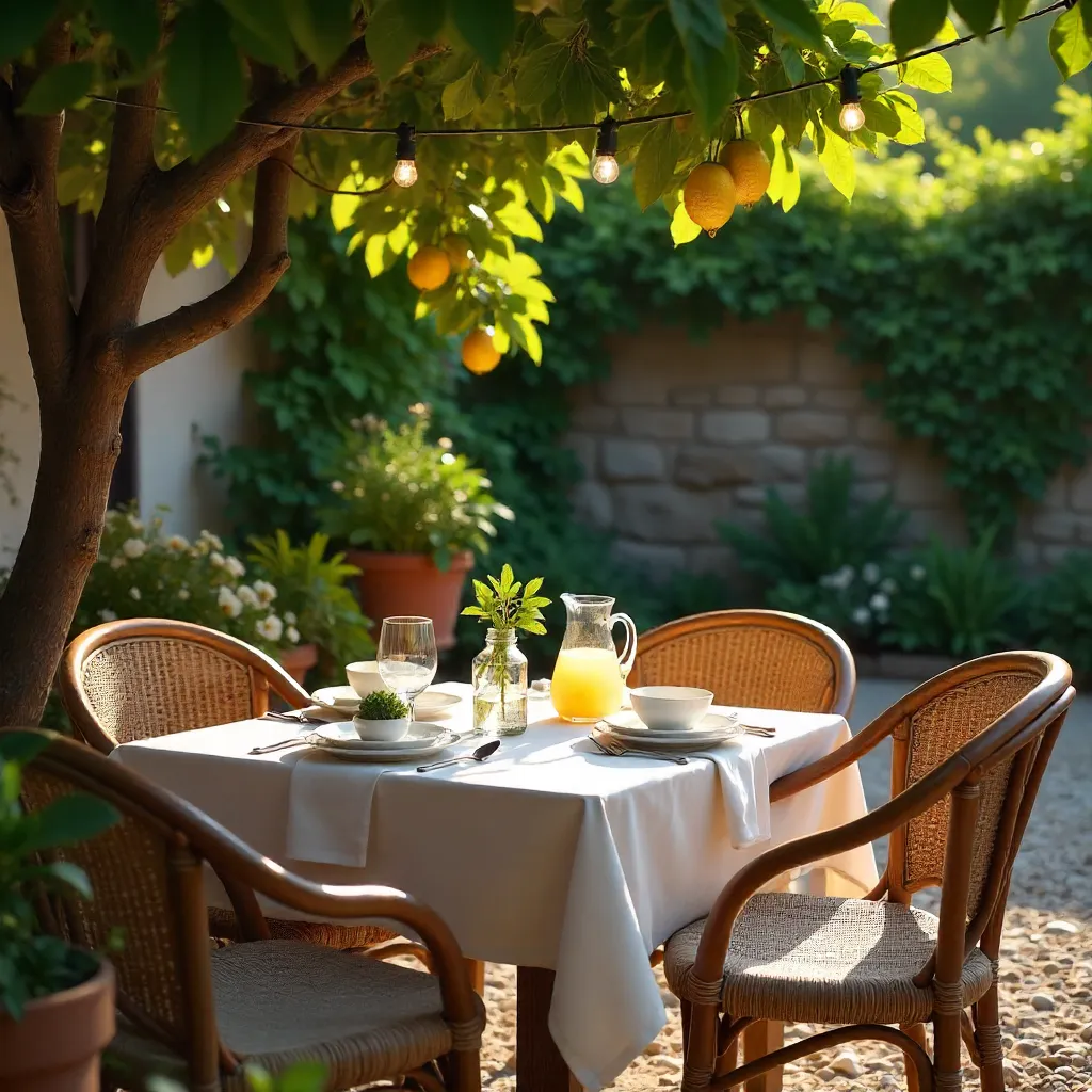 Charming Lemon Tree Garden Patio Dinner