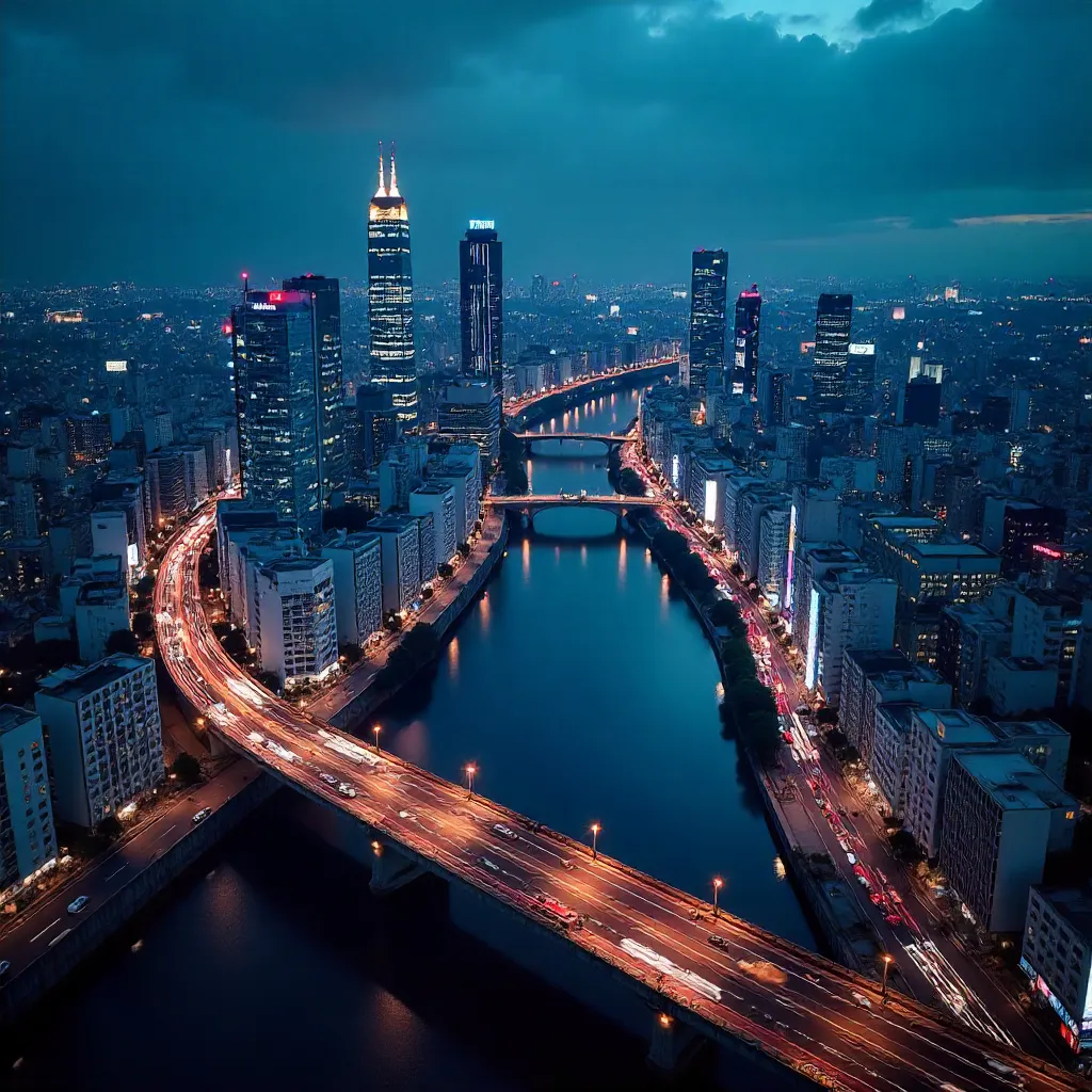 Stunning Osaka Nighttime Skyline from Above