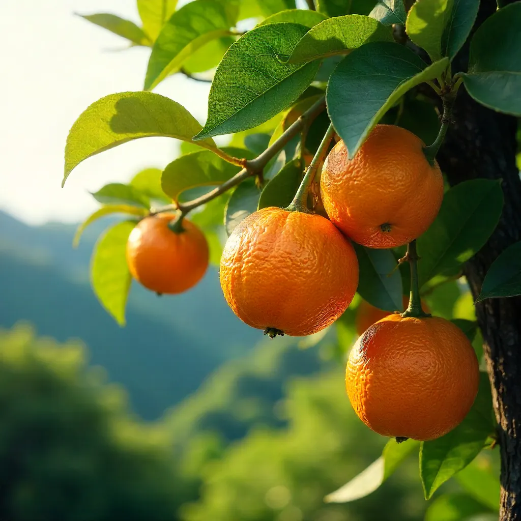 Jeju Orange Tree Amid Green Foliage