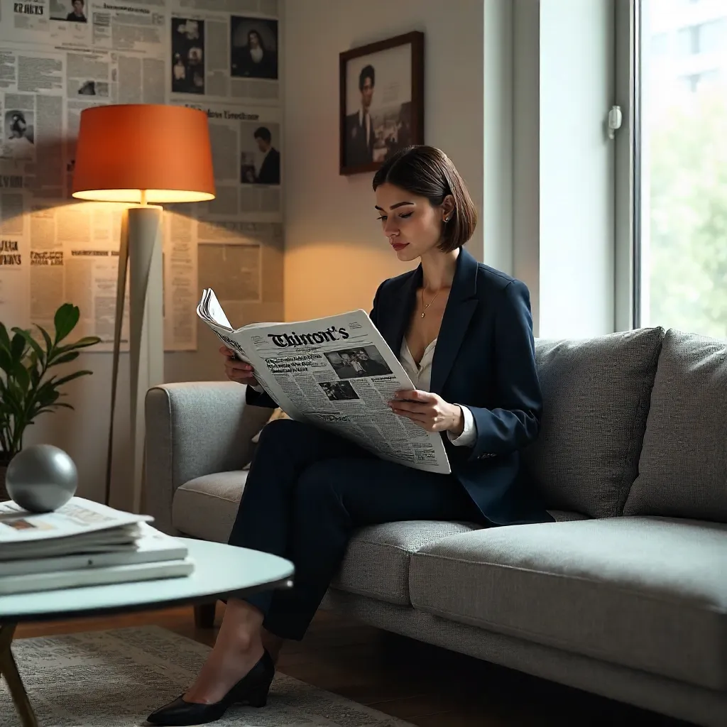 Newspaper Chic in a Modern Reading Room