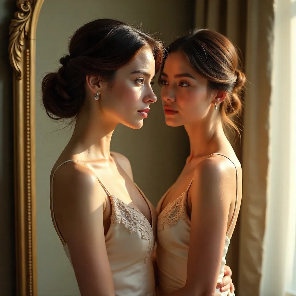 Serene Mirror Portrait of Quiet Beauty