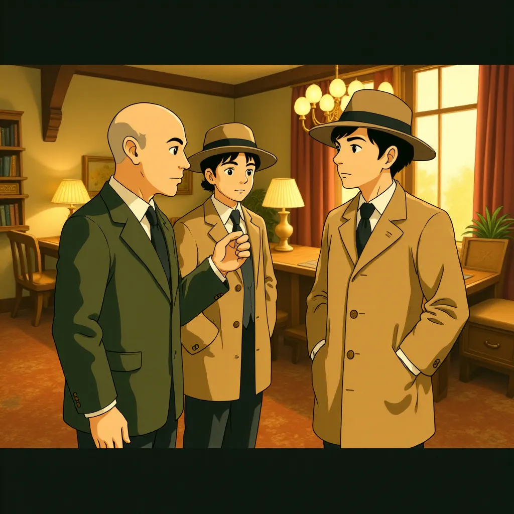 Leonardo DiCaprio, Ben Kingsley, and Mark Ruffalo in Shutter Island (2010) - Anime style