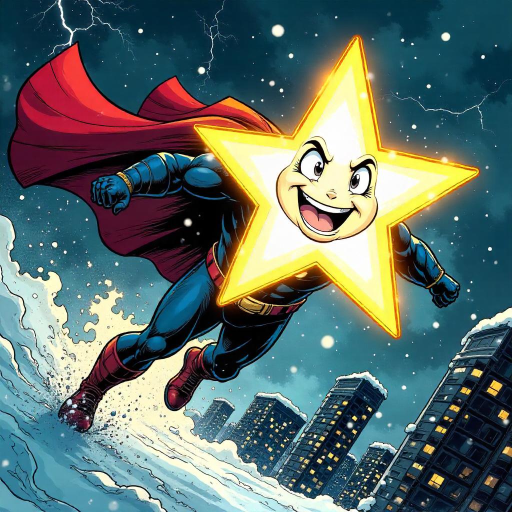 Star Hero in a Blizzard: Comic Book Style