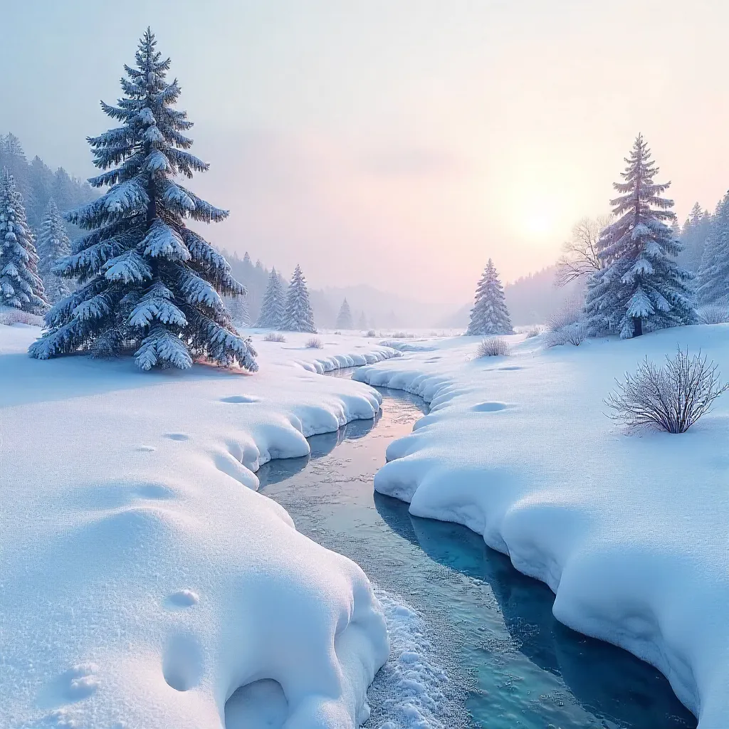 Pristine Snow Patterns in a Serene Winter Landscape