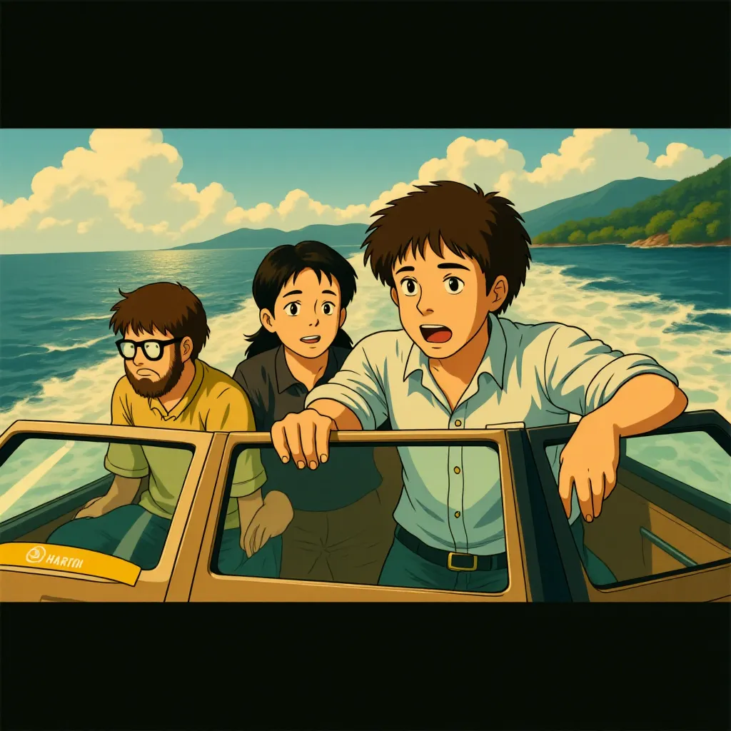 Bradley Cooper, Zach Galifianakis, Mason Lee, and Ed Helms in The Hangover Part II (2011) - Anime style