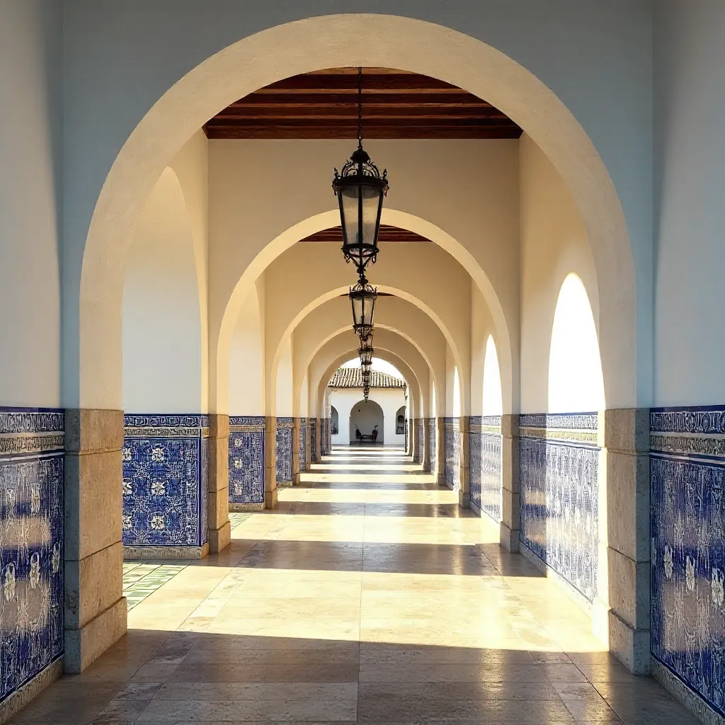Portuguese Arched Walkway: Light and Shadow