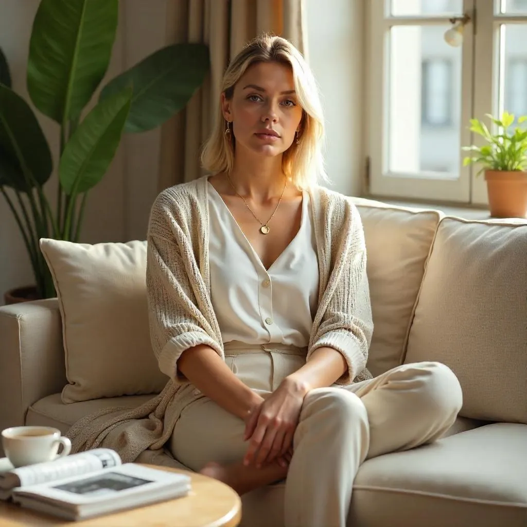 Stylish White Woman at Home — Photorealistic