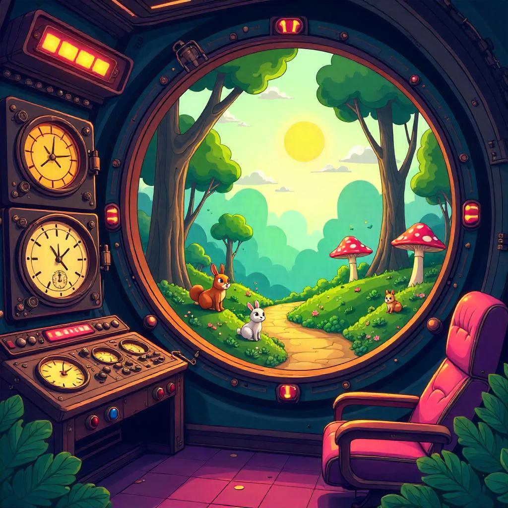 Cartoon Forest Time Machine Adventure
