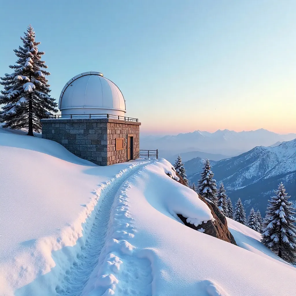 Winter Scene: Serra da Estrela Observatory in Snow