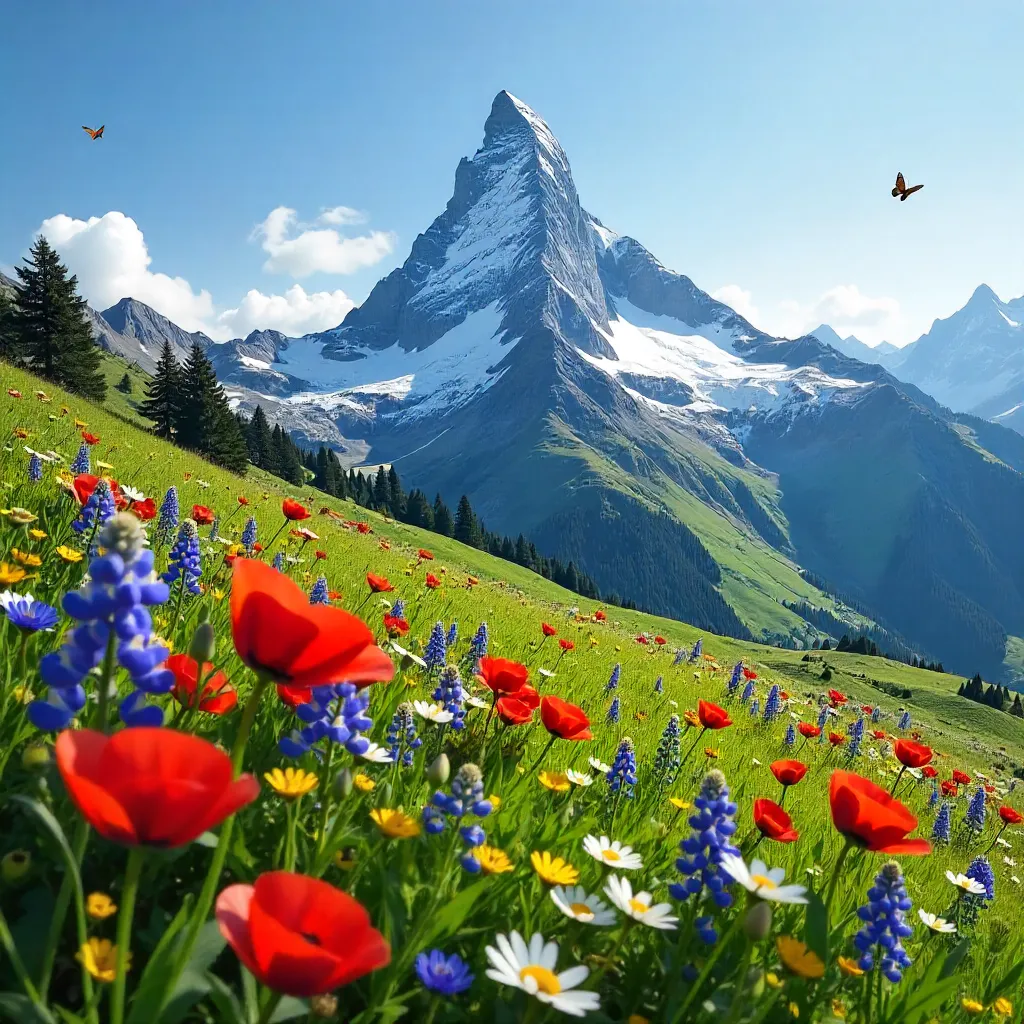 Matterhorn in Summer: Vibrant Wildflower Meadow