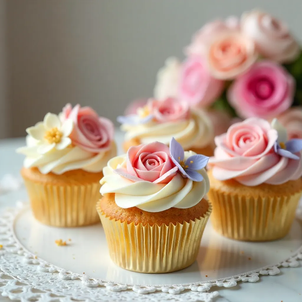 Delicate Floral Frosted Cupcakes for Special Occasions