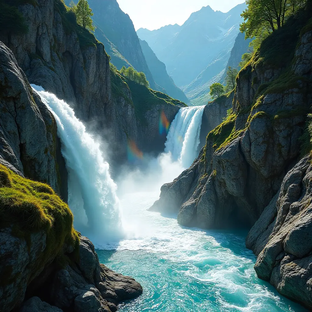 Turquoise Waterfall in Kaprun Gorge, Austria