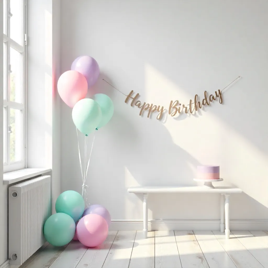 Pastel Minimal Birthday Setup with Banner
