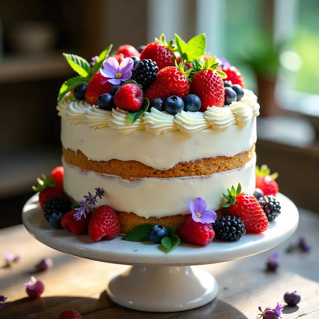 Culinary Artistry Berry & Bloom Cake