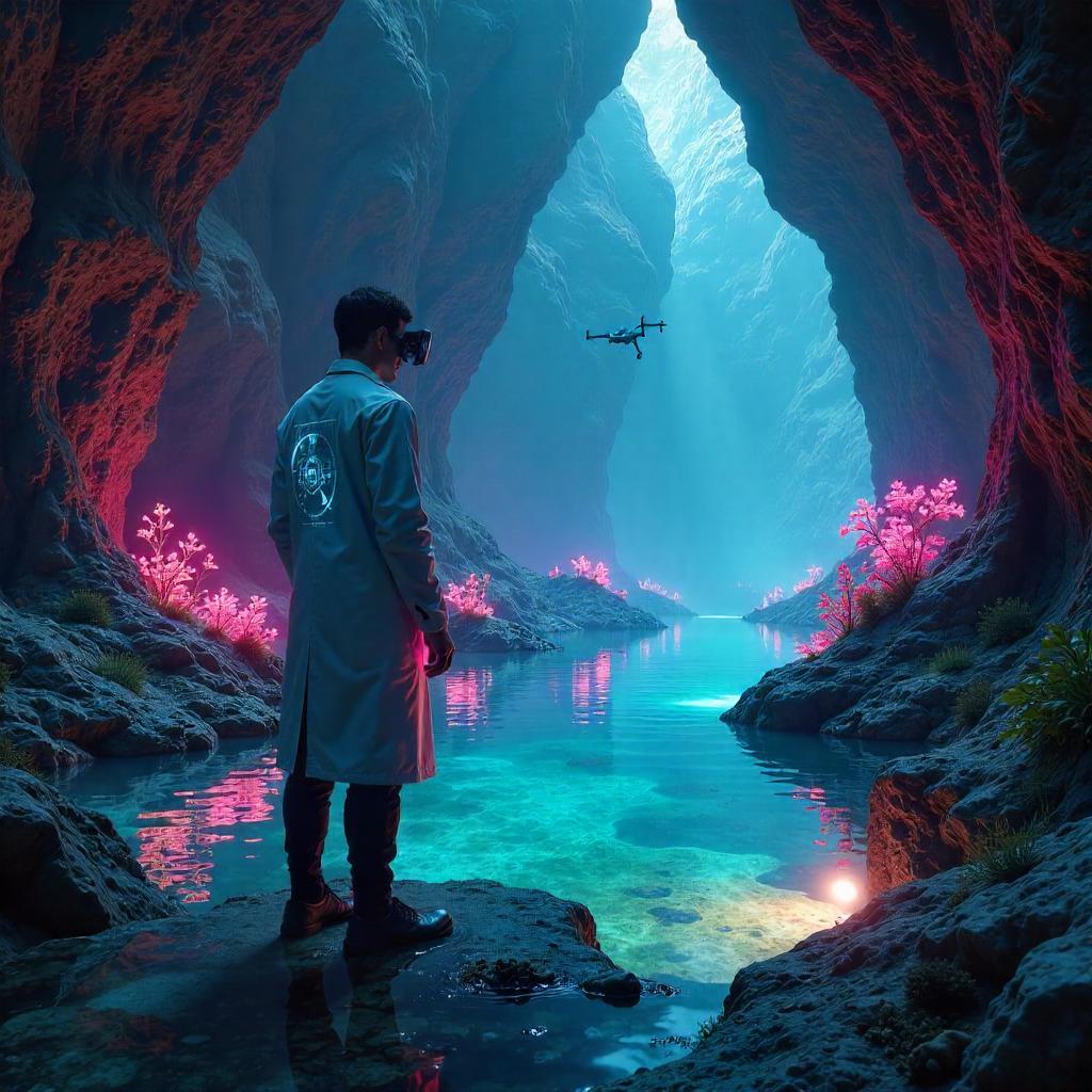 Cyberpunk Doctor in a Hidden Lagoon