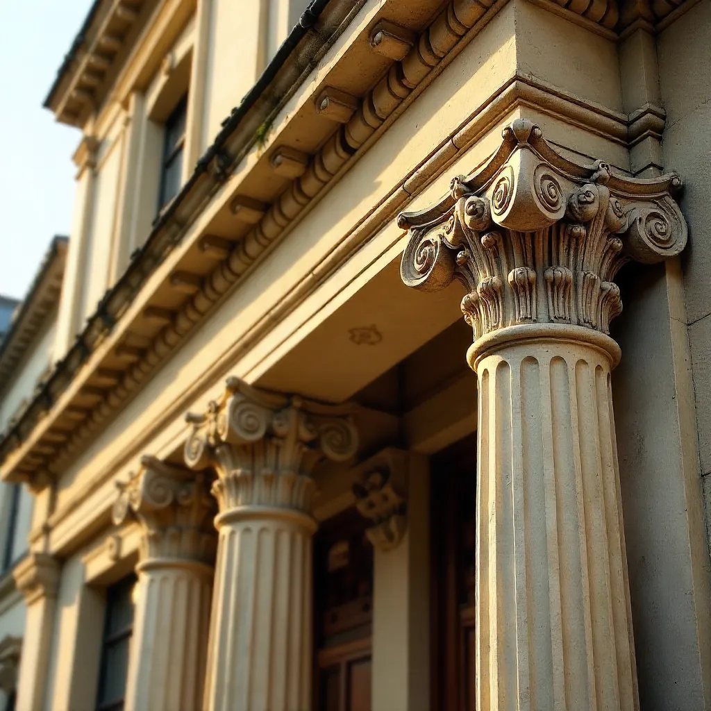 Close-Up: Corinthian Columns on a European Facade