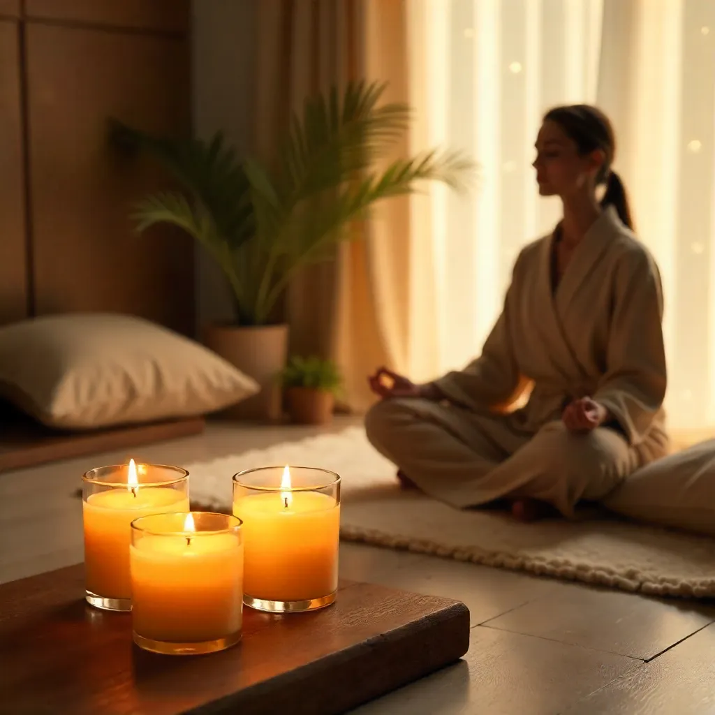 Warm Candlelit Meditation Space with Soft Focus