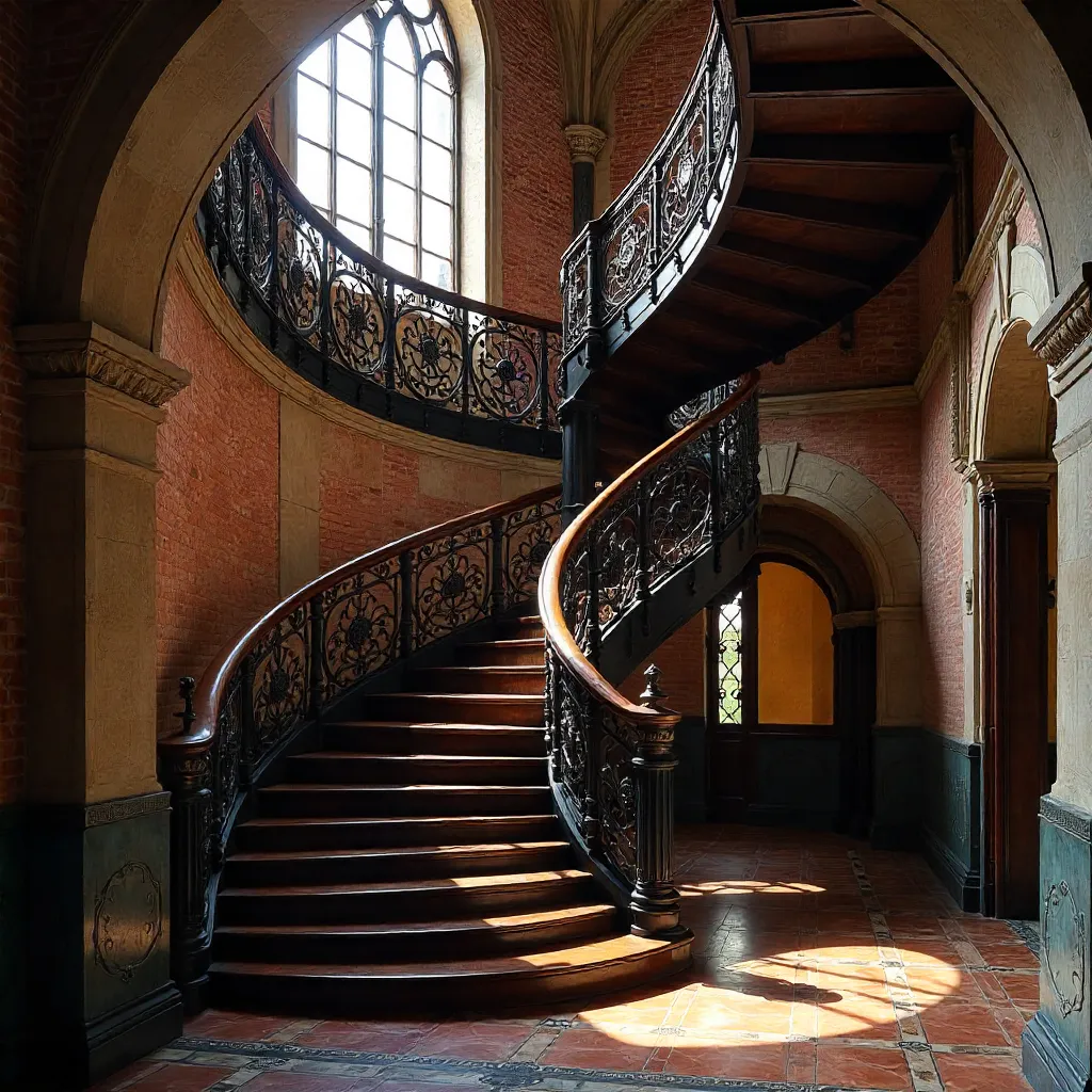 Elegant Spiral Staircase in Hamburg's Historic Hall