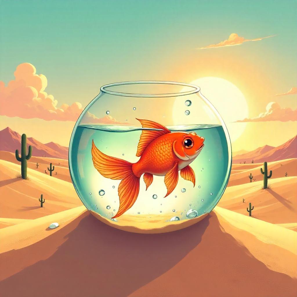 Desert Mirage: Anime Goldfish in the Dunes