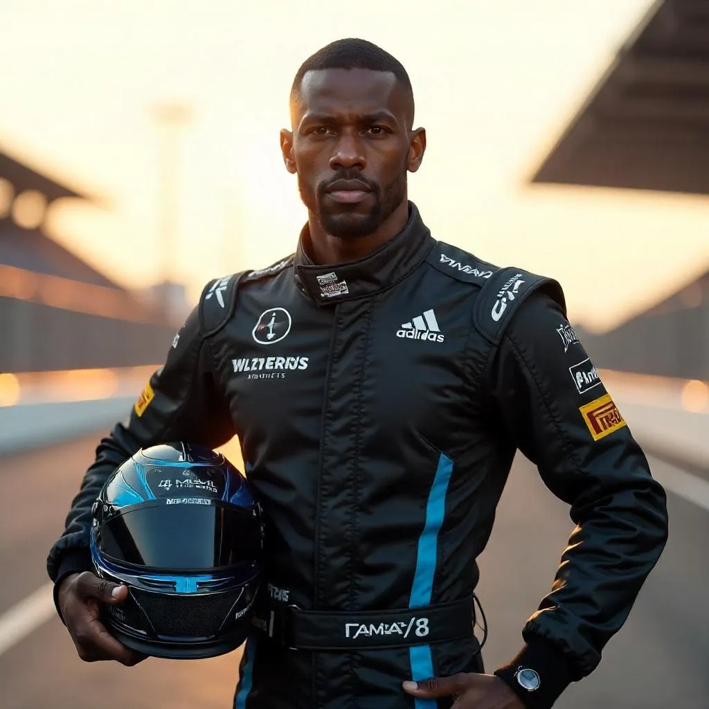 Handsome Black Man on a Racing Track - 3D Render