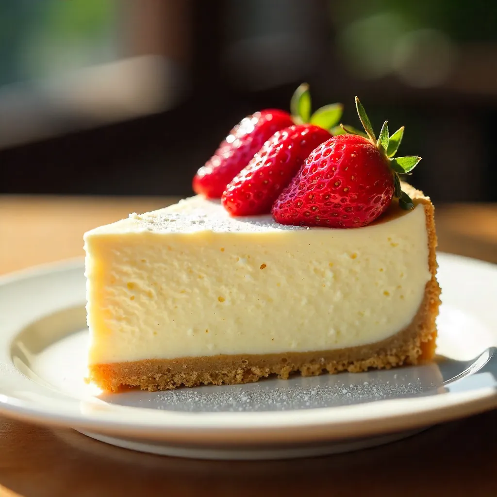Creamy Cheesecake Slice with Fresh Strawberries