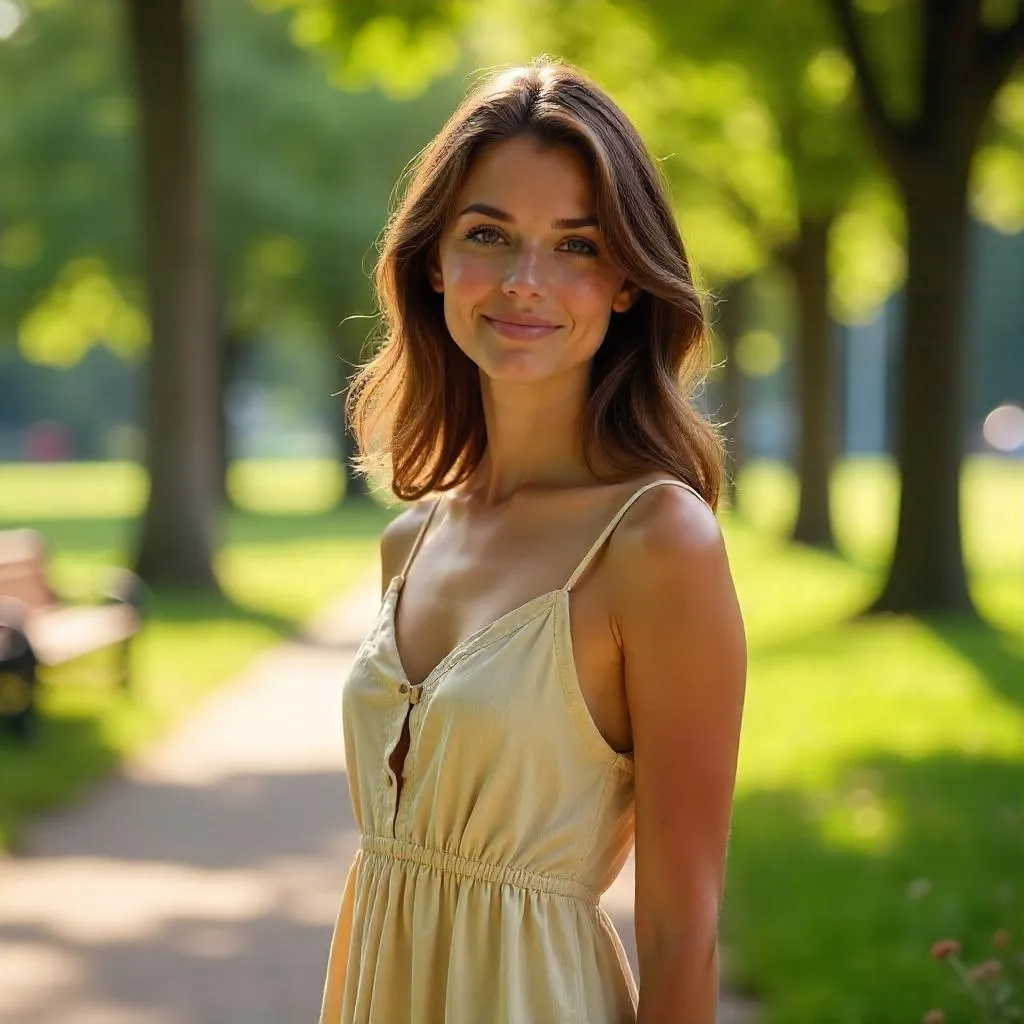 Golden Hour Portrait of a Young Woman in the Park