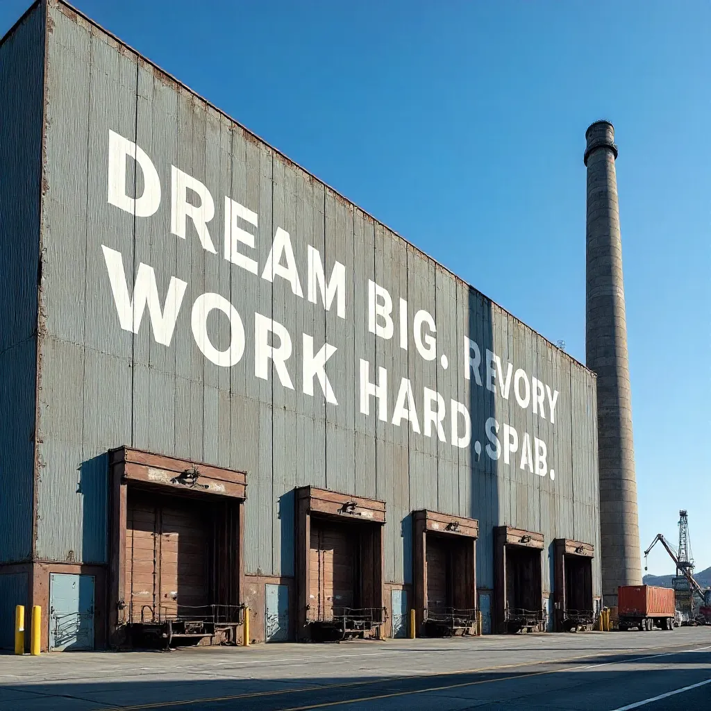 Bold Quote on a Massive Industrial Factory